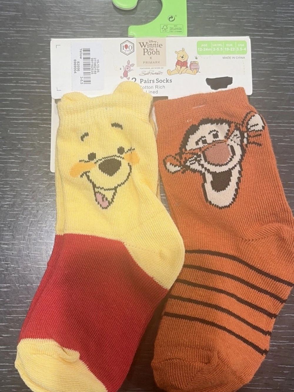 Disney Baby 2-Pair Winnie The Pooh Socks 12-24 Months Toddler Primark Exclusive